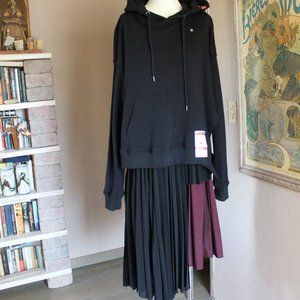 Maison MIHARA YASUHIRO unique layered sweatshirt hooded asymmetrical midi dress